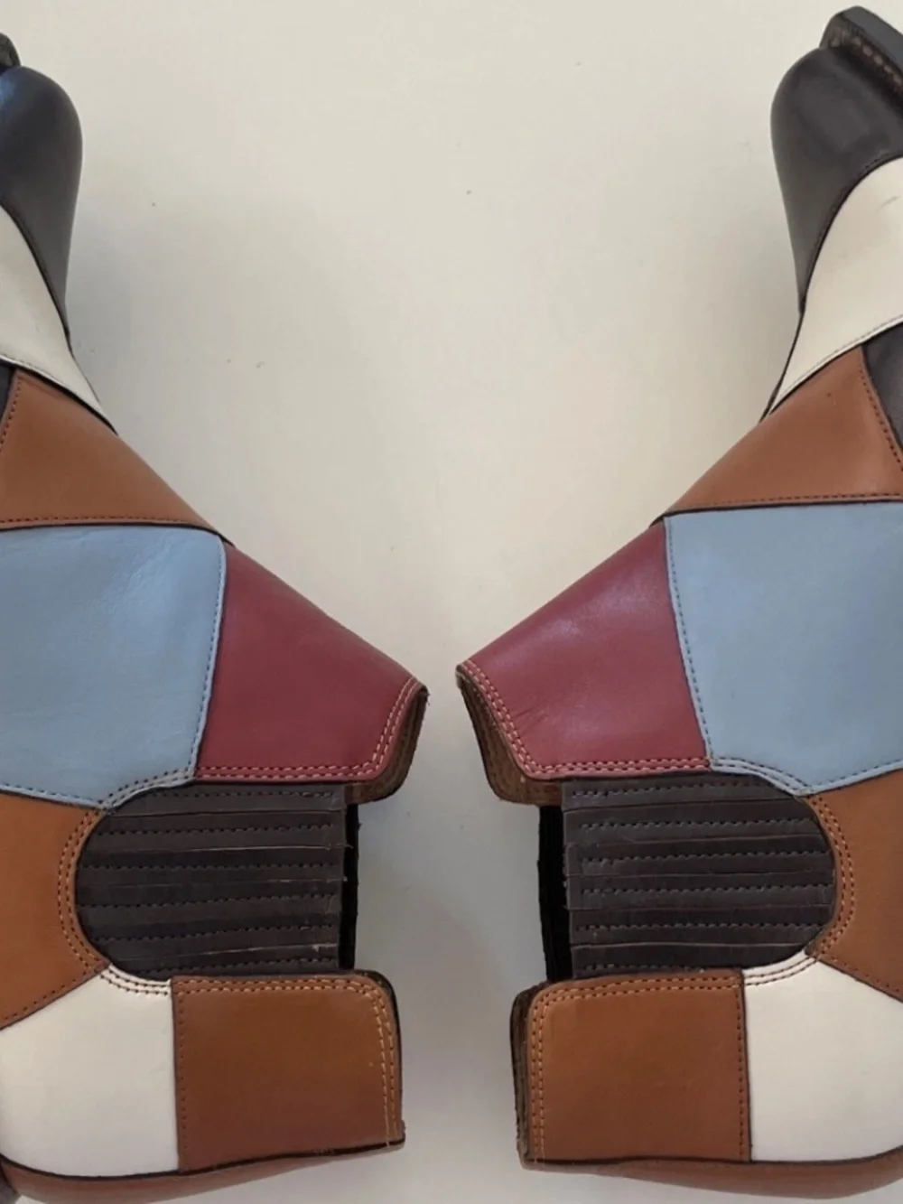 Coach Leather Patchwork Bandit Shoe Cropped Cowboy Boot 5B
